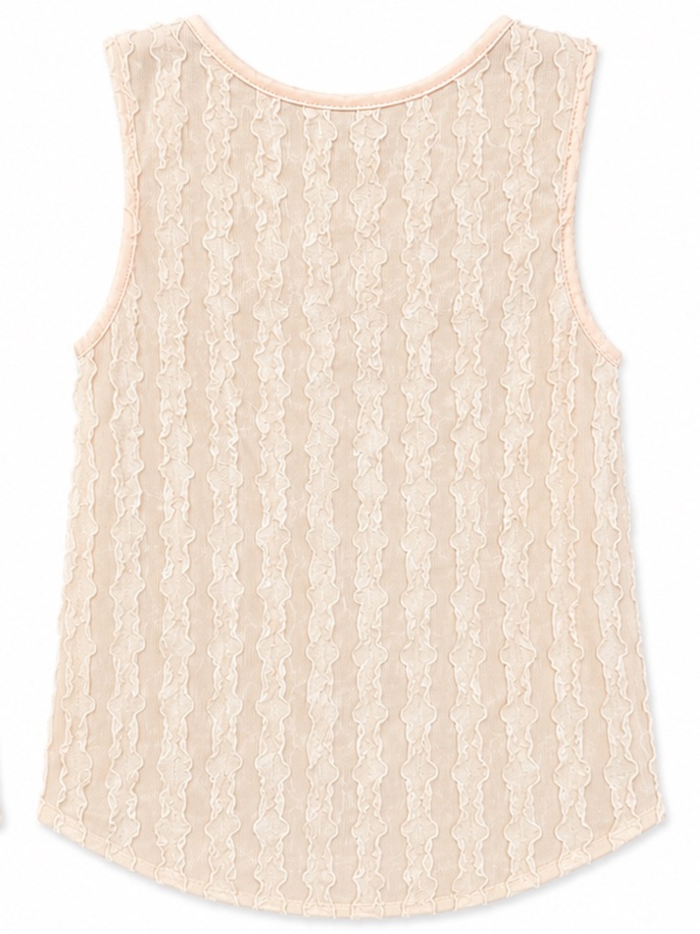 Cream Textured Ruffle Tank Top - Picture 2 of 2
